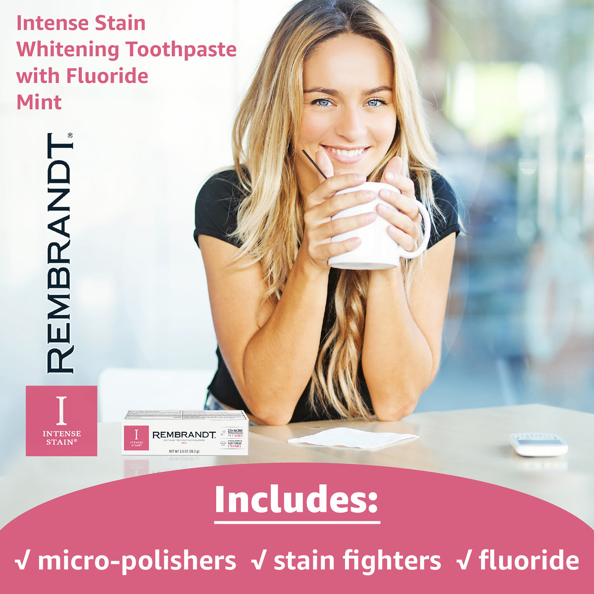 Staining Toothpaste Intense Stain Whitening Toothpaste With Fluoride, Mint โ Rembrandt